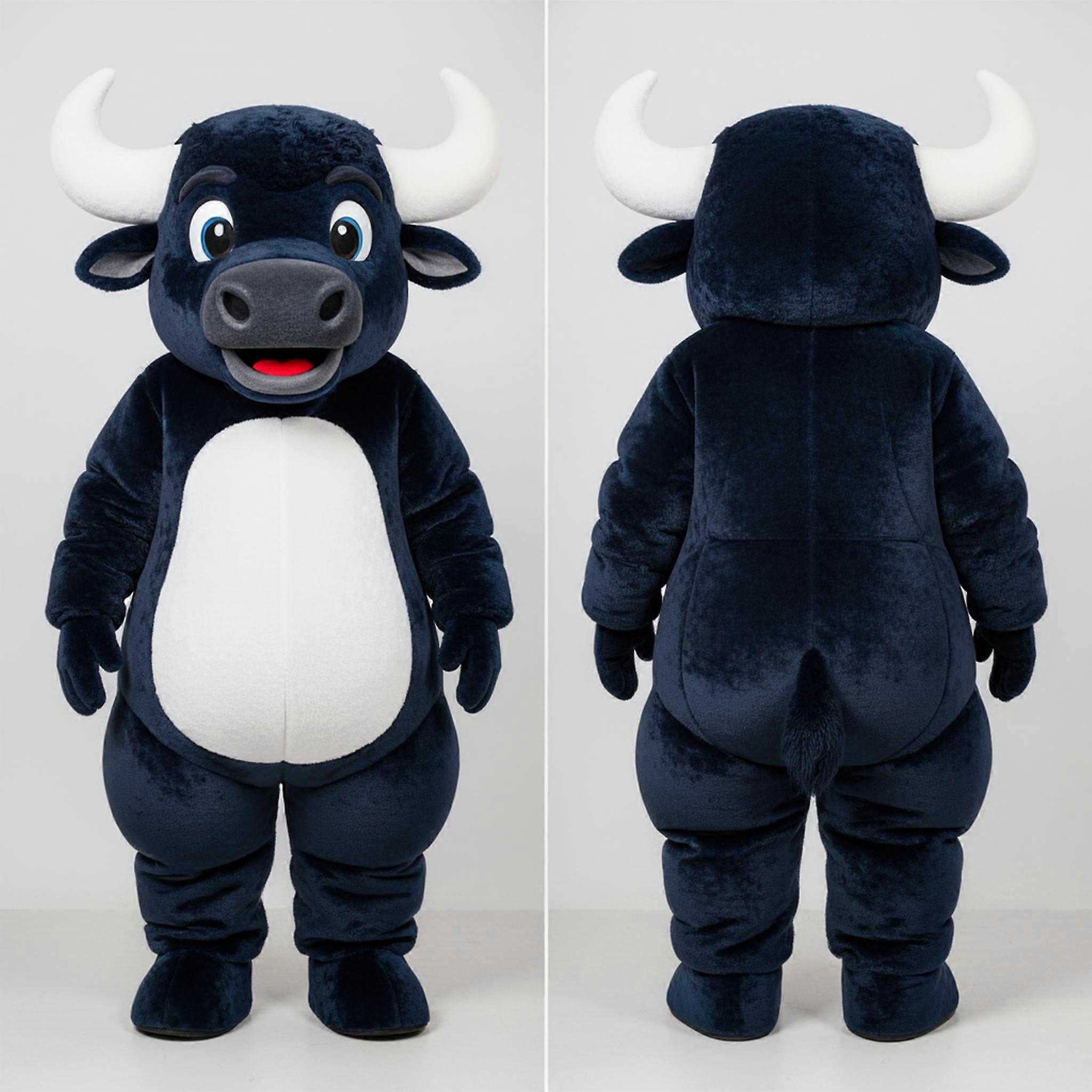 MASTICOT Navy Blue Cartoon Buffalo Mascot