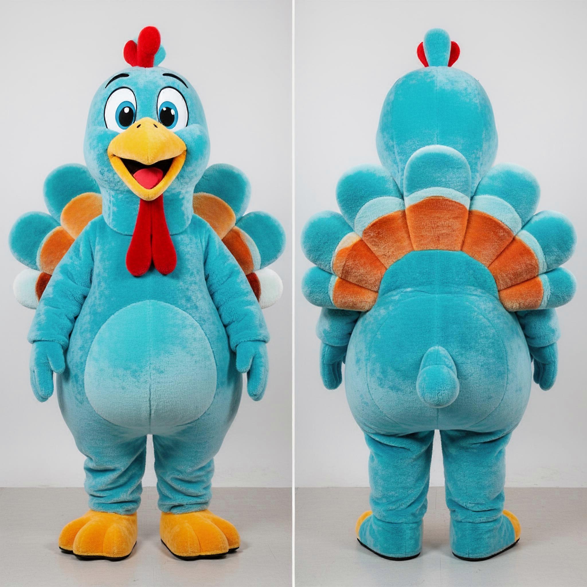 MASTICOT Cyan Vibrant Turkey Mascot