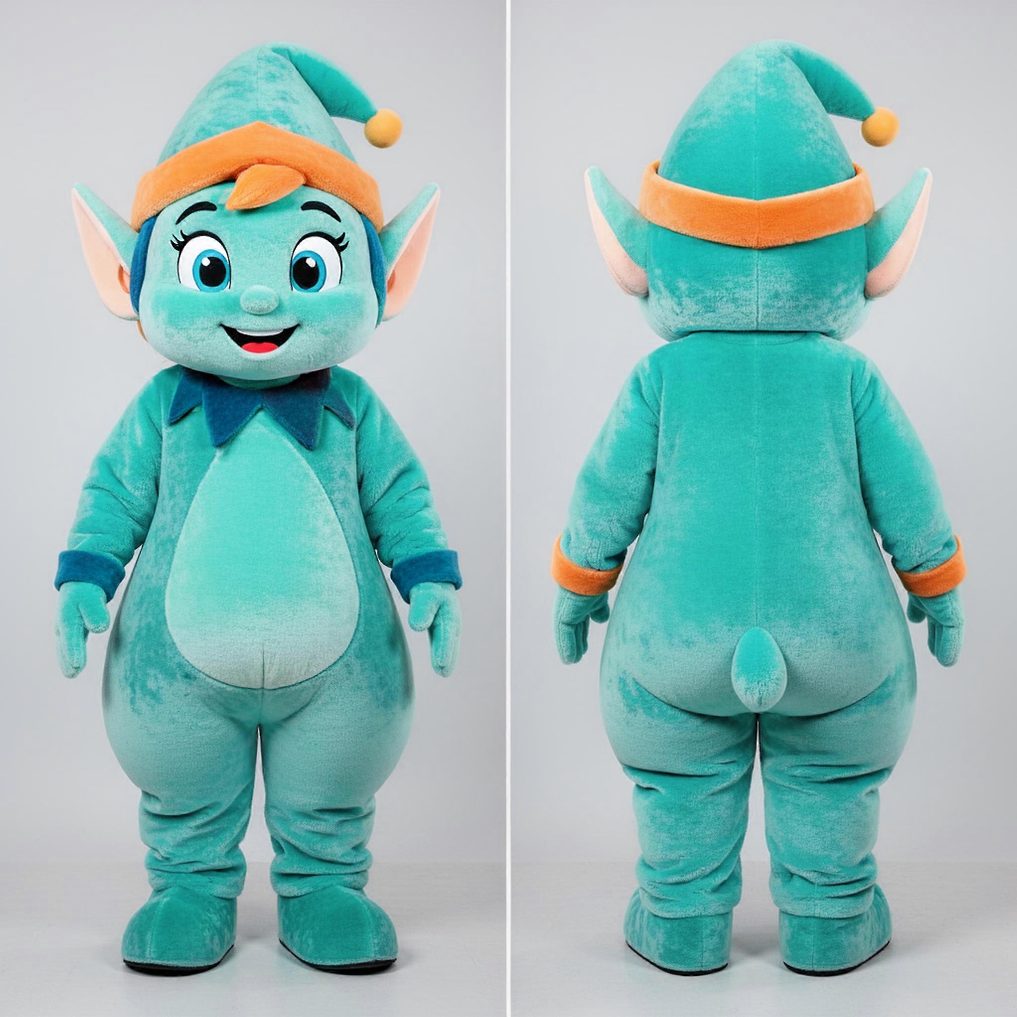 MASTICOT Turquoise Velvety Elf Mascot