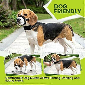 Dog Muzzle & Collar for Dogs, Soft Muzzles with D-Ring for Biting Barking | LETSQK Reflective Dog Mouth Guard, Adjustable Pet Muzzles with Collar f