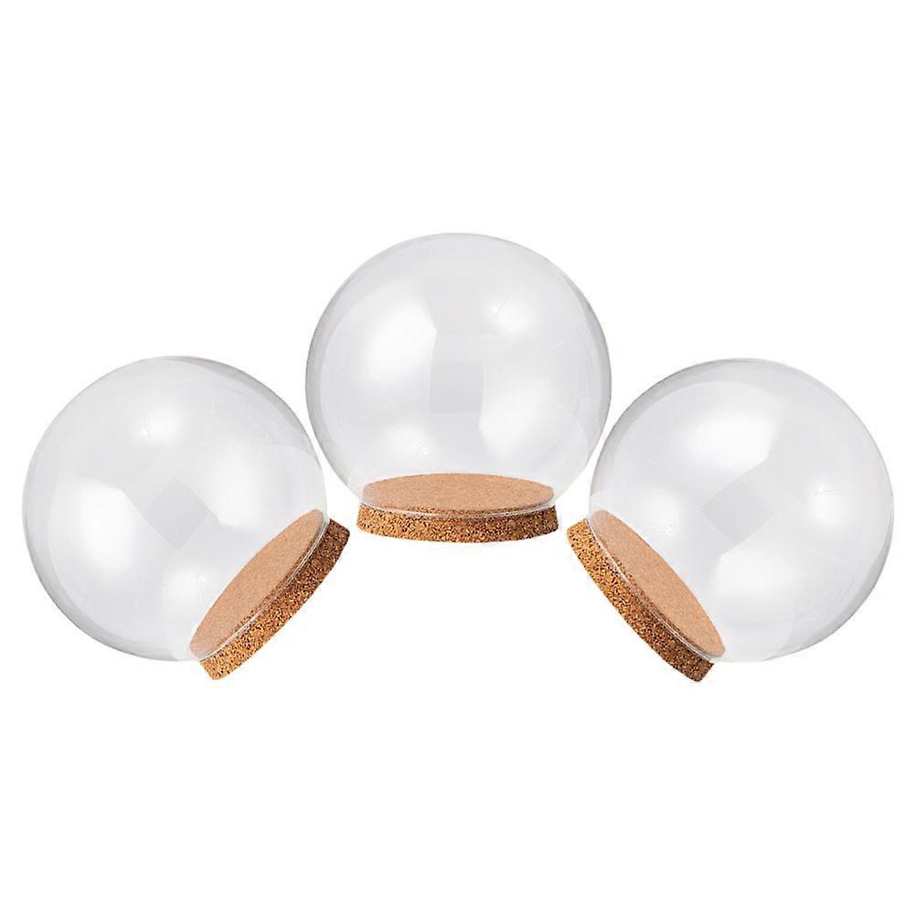 Lot de 3 cloches en verre transparent pour la décoration de fleurs éternelles. Vitrine.