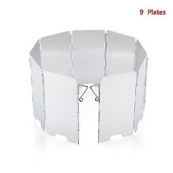 9 Plates Foldable Gas Stove Windshield Outdoor Camping Cooking Burner Windproof Screen Aluminium Alloy Outdoor Stove Wind Shield  Portable Cooking Sto