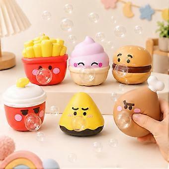 6Pack FastFood Squeeze BlowBubble Fidget Toys, Cute Burger Fries IceCream Squishy Stress Relief Toys,  Christmas Stocking Stuffers for Kids