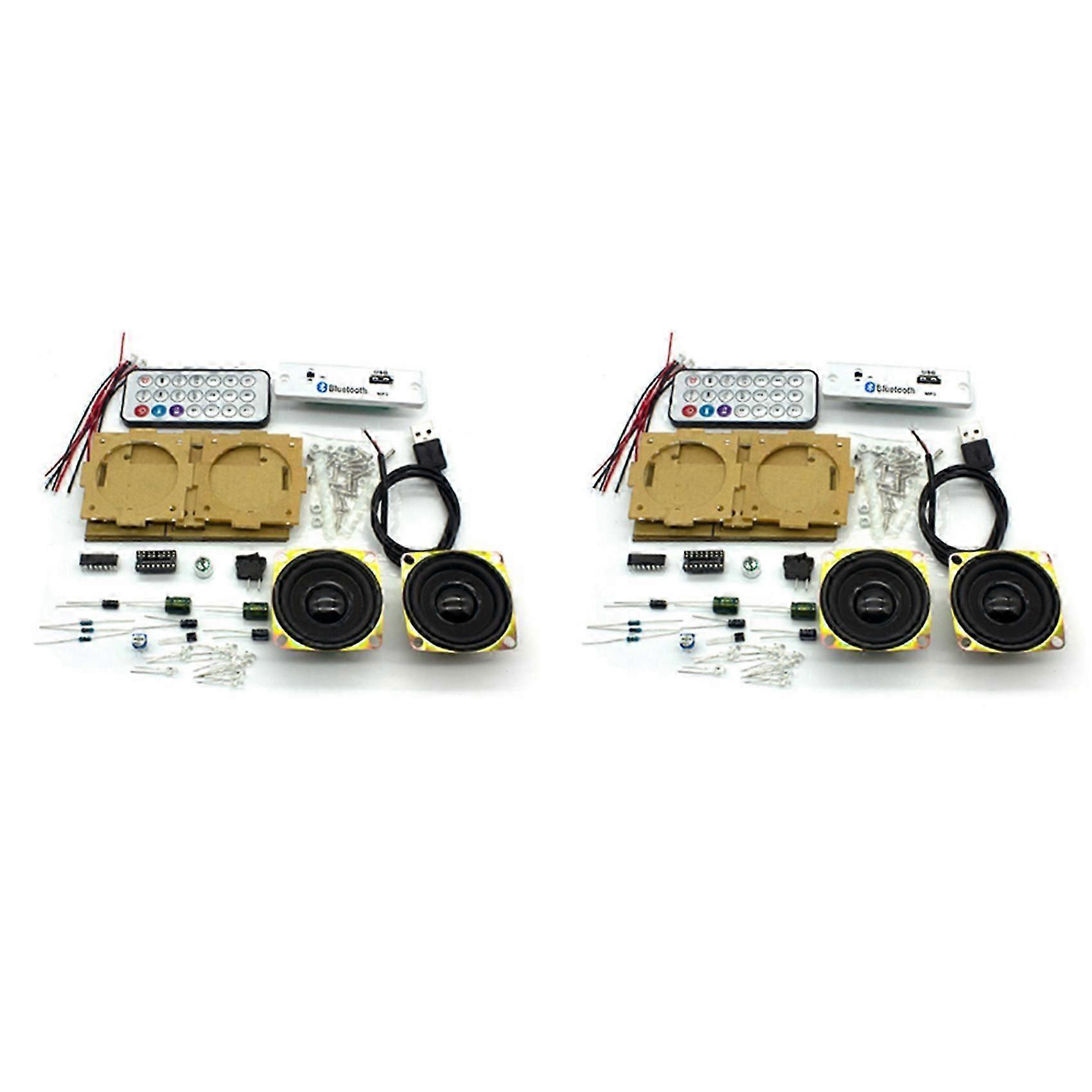 2X DIY Electronic Kit Bluetooth Speaker Electronics DIY Soldering Project Kit Bluetooth Stereo Speaker Support U Disk