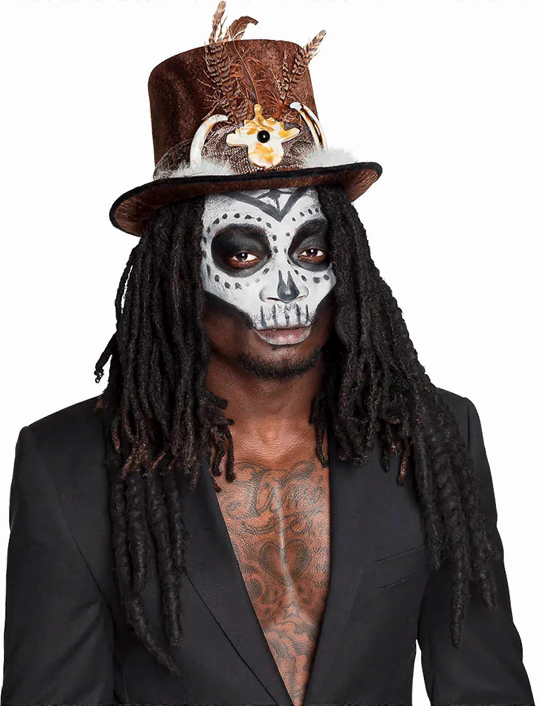 Voodoo hat with hair for adults