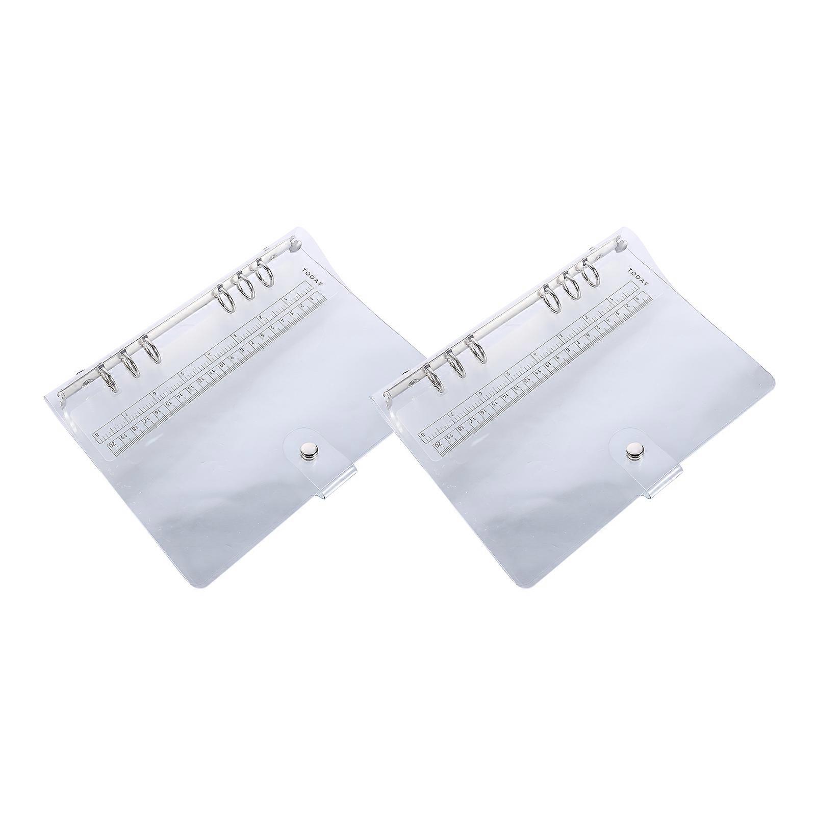 PVC Transparent Notepad Cover for Office Use 2Pcs A5 Binder Snap Closure
