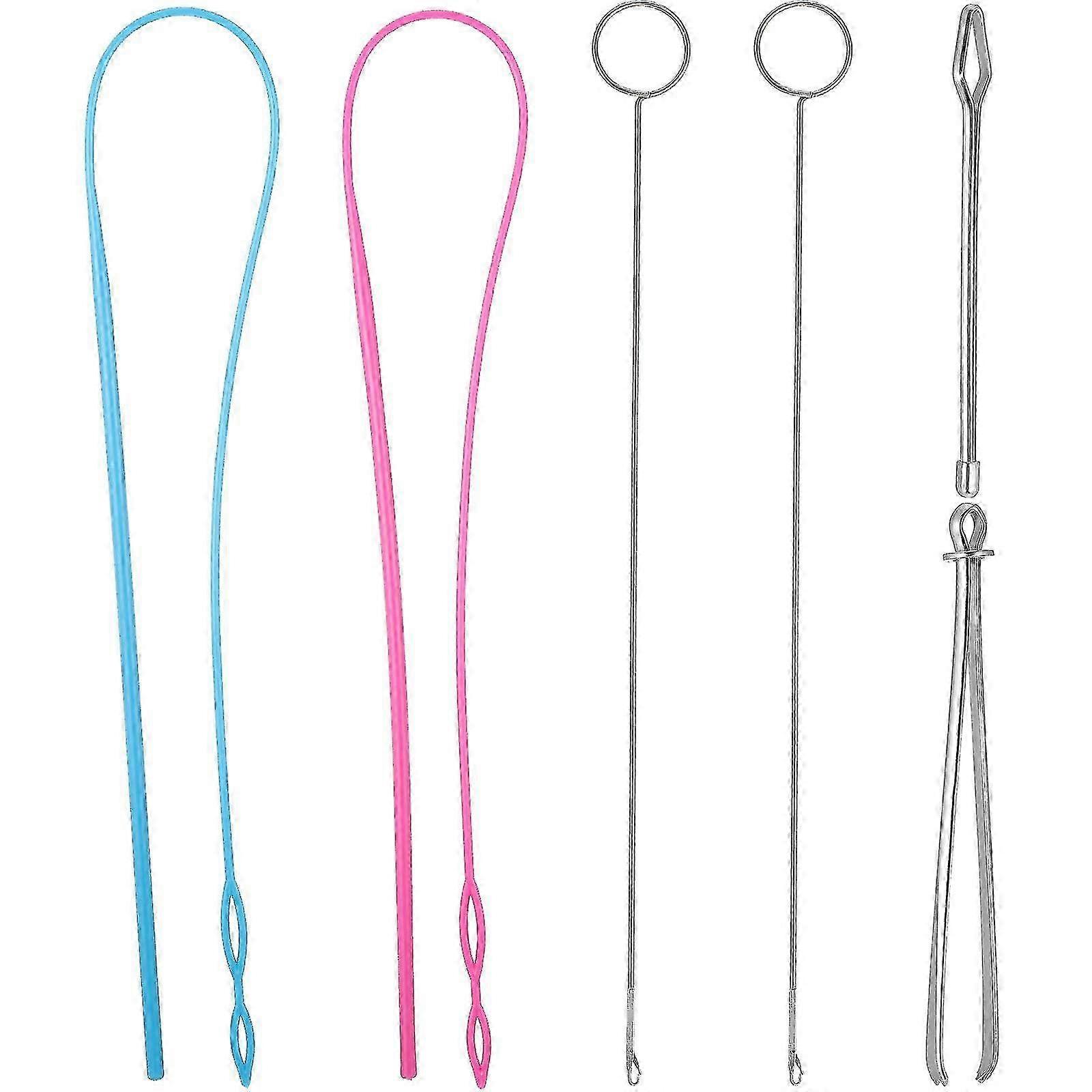 6 Pieces Sewing Loop Kit, Loop Turner Flexible Drawstring Threader Metal Tweezers Long Loop Turner