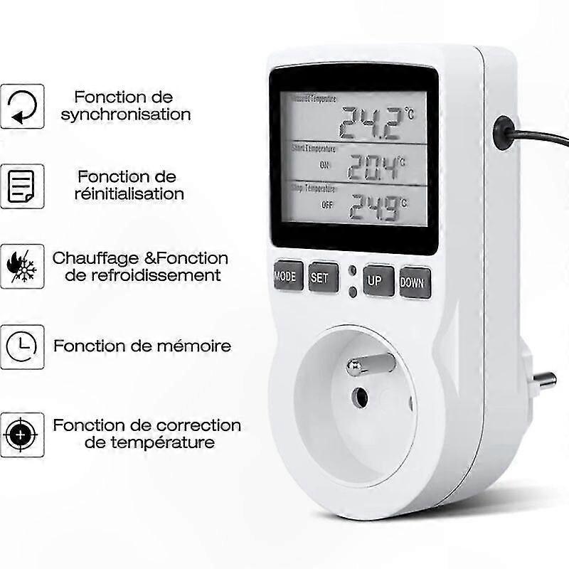 Digital Thermostat Socket with Probe, Temperature Controller for Heating Greenhouse and Aquarium