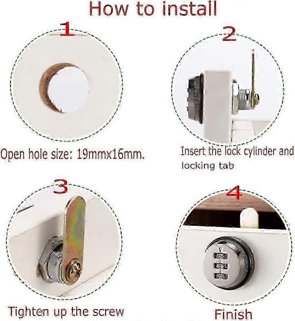 2 PCS 3 Digit Code Combination camlock cam Lock Password Coded Lock