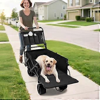 Hundewagen bis 50 kg, zusammenklappbar, Hunde-Buggy mit luftlosen, geländetauglichen Reifen und höhenverstellbarem Griff, Rückentür für einfachen Ein- und Ausstieg.