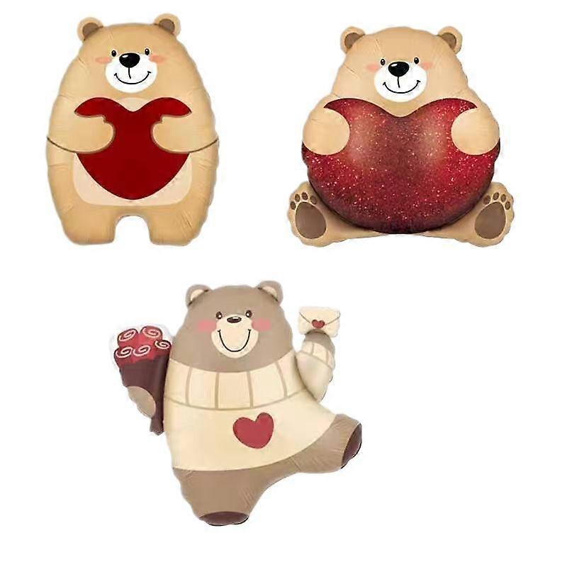 Standing Bear Heart Foil Balloon Set