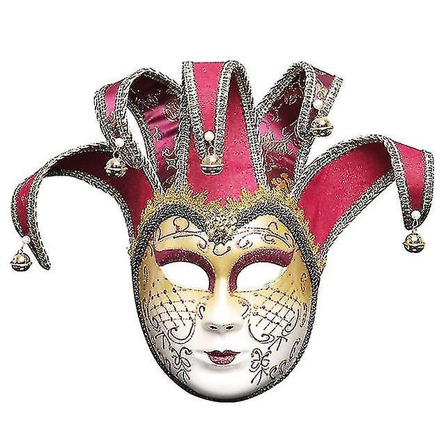 Complete Venetian Clown Masquerade Theater Mask Carnival Party Ball Mask - Red