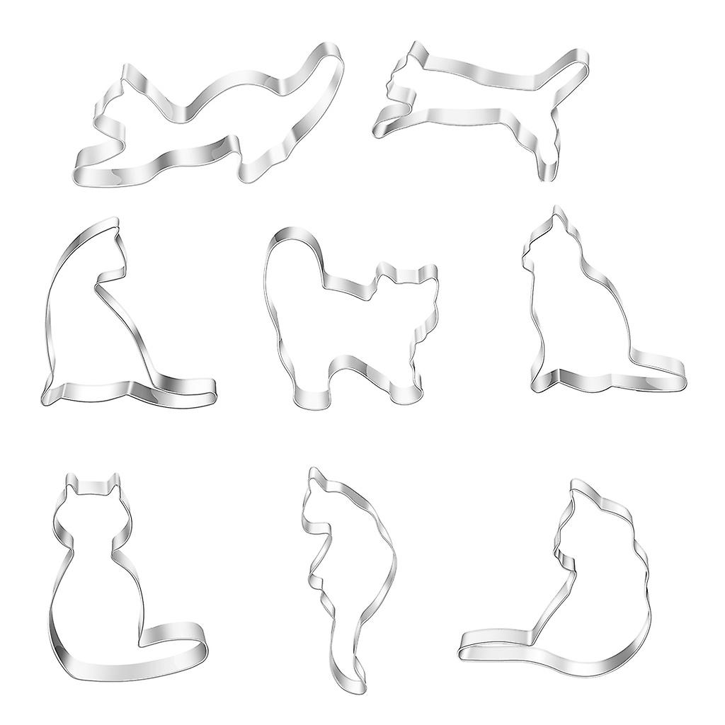 8 Pieces for Cat Cookie Cutter Set Walking Sitting for Cat Series Easy to Use Du