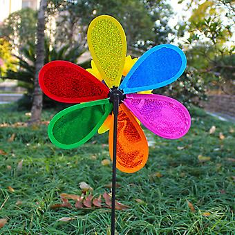 Éolienne Arc-en-Ciel 39cm - 7 Pales - Décoration Jardin - Résistante Aux Intempéries