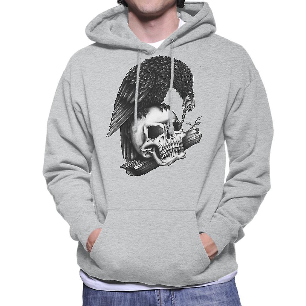 Felpa con cappuccio cranio e uomini corvo