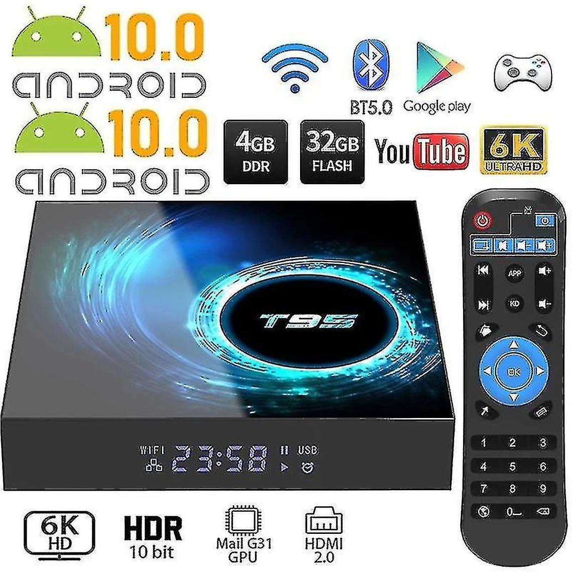 Media Player T95 6k H616 Quad Core Play 10 2.4g And 5g Wifi Bluetooth 5.0 4g 16g 16g 32gb