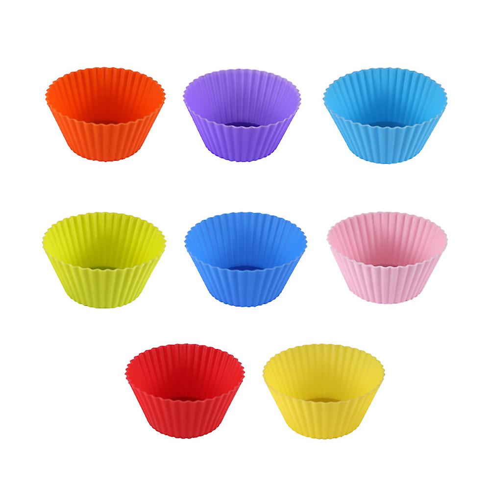Set of 8 Pieces Multicolored Silicone Muffin Mold