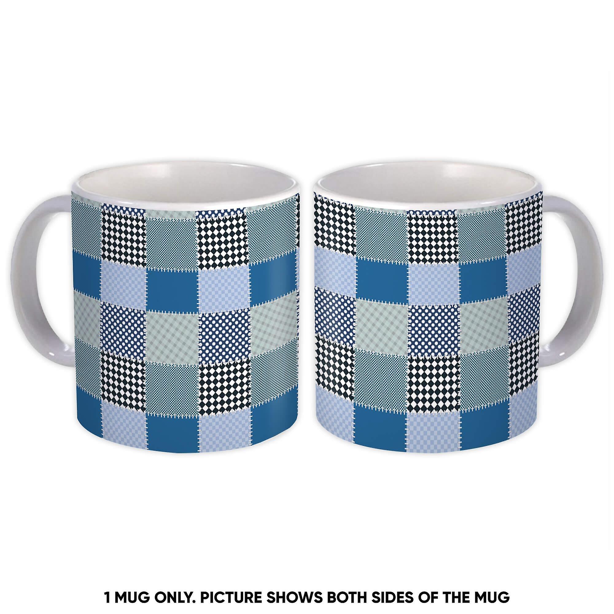 Gift Mug: Patchwork Stitches Tartan Pattern Polka