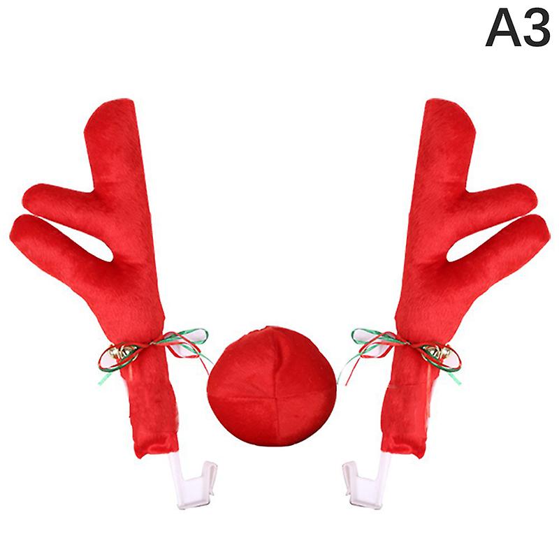 2024 Large Reindeer Christmas Decor Car Vehicle Nose Horn Costume Set Christmas