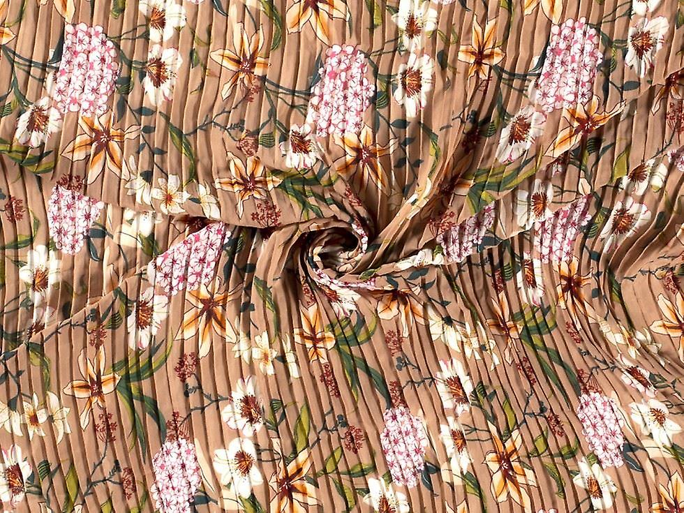 Minerva 褶皱雪纺 Plisse 面料 米色 - 每米