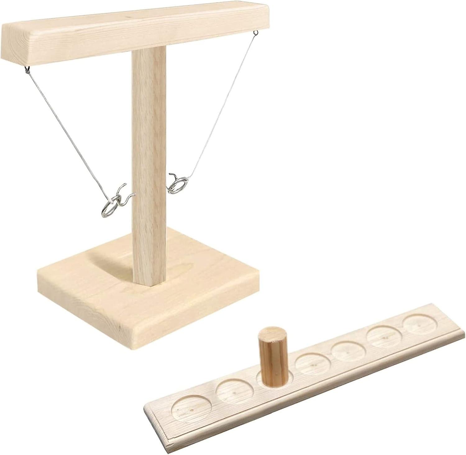 Ring Toss Shot Games Handheld Board Beige 7 Holes
