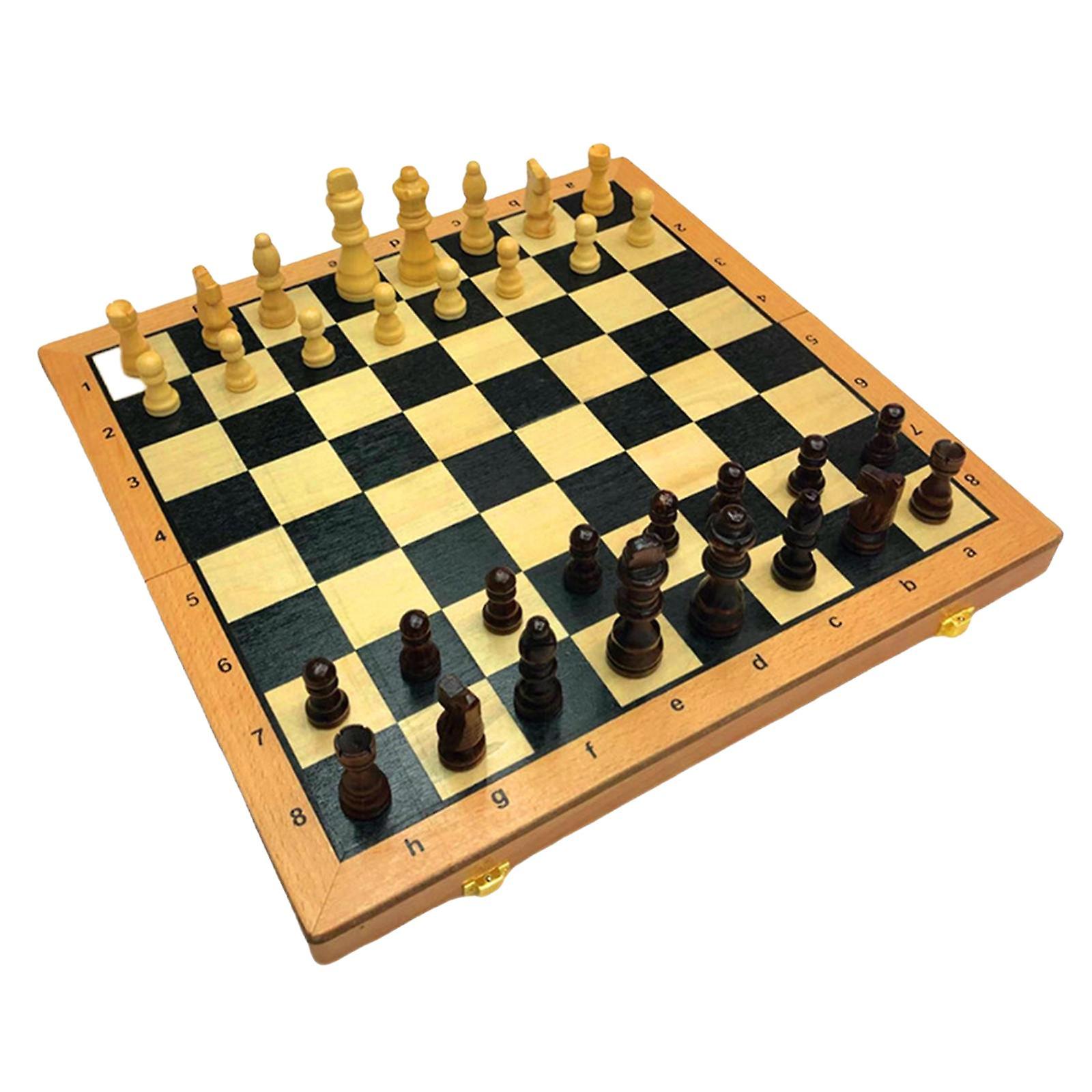 Large Wooden Chess Set Folding Portable Wood Board Board Game Great Gift