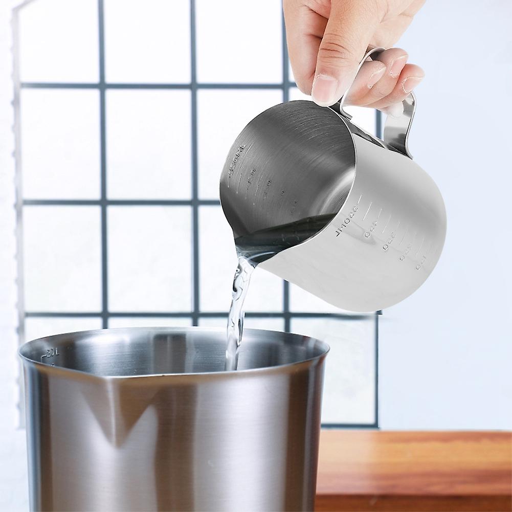 Foaming Pot, 350ml, 600ml Stainless Steel Measuring Cup Coffee Maker, Milk Foaming Jar for Cappuccino Latte Art(9.2 * 7.7 * 10.9cm)
