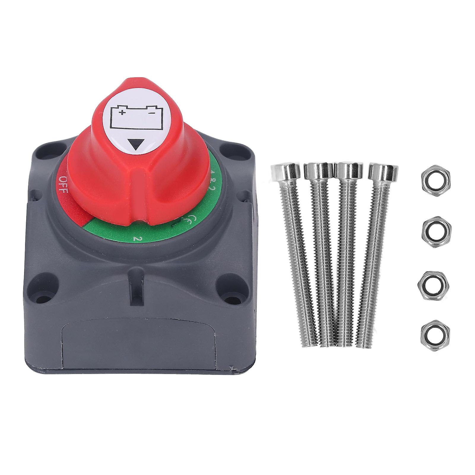 Ouitble Battery Switch Battery Disconnect Switch Master Isolator Cut Off Switch, ABS Shell Red Copper Internal Stud, Main Power Leakproof Switch,