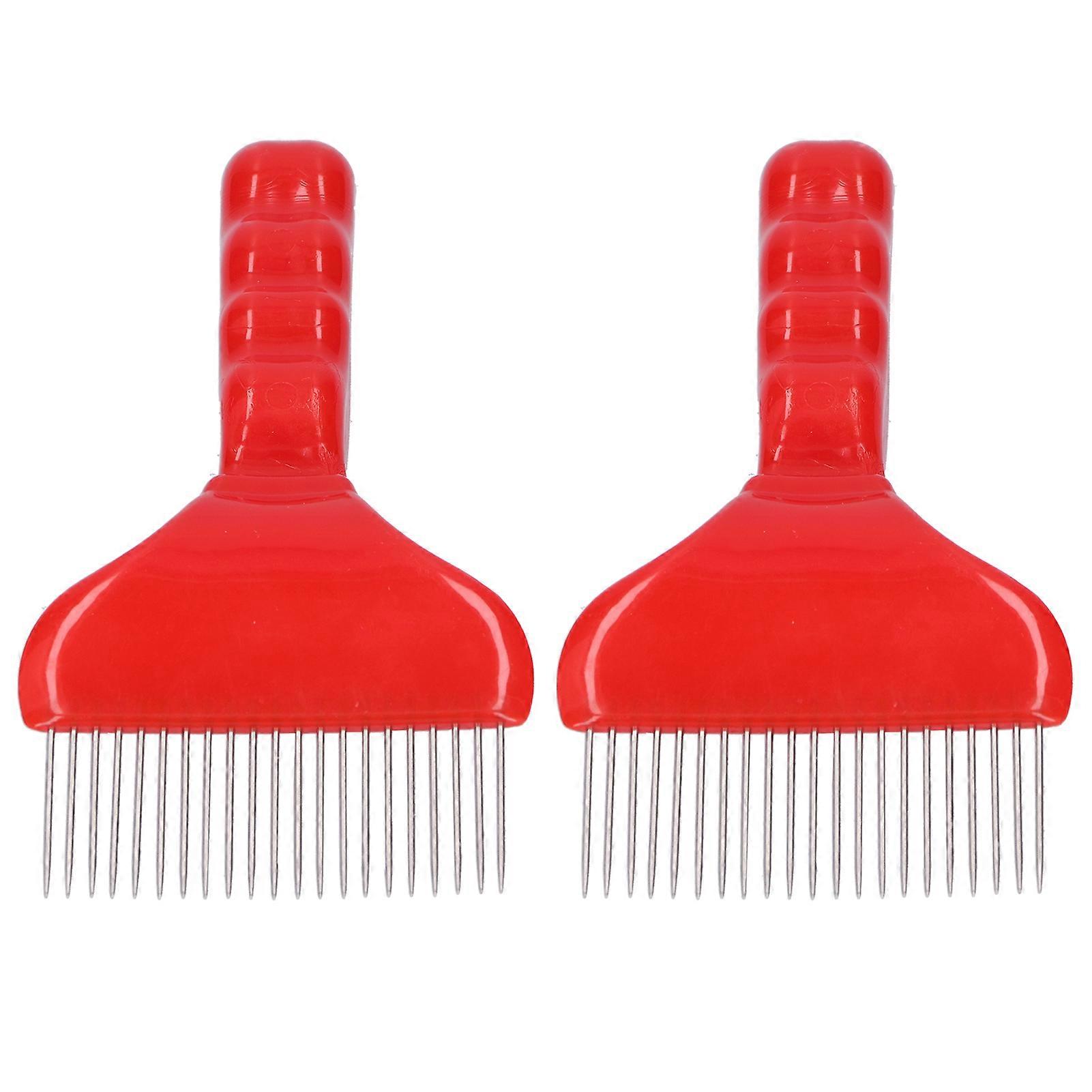 2PCS Stainless Steel Uncapping Fork 21 Tin Red 19x9cm Honey Tool