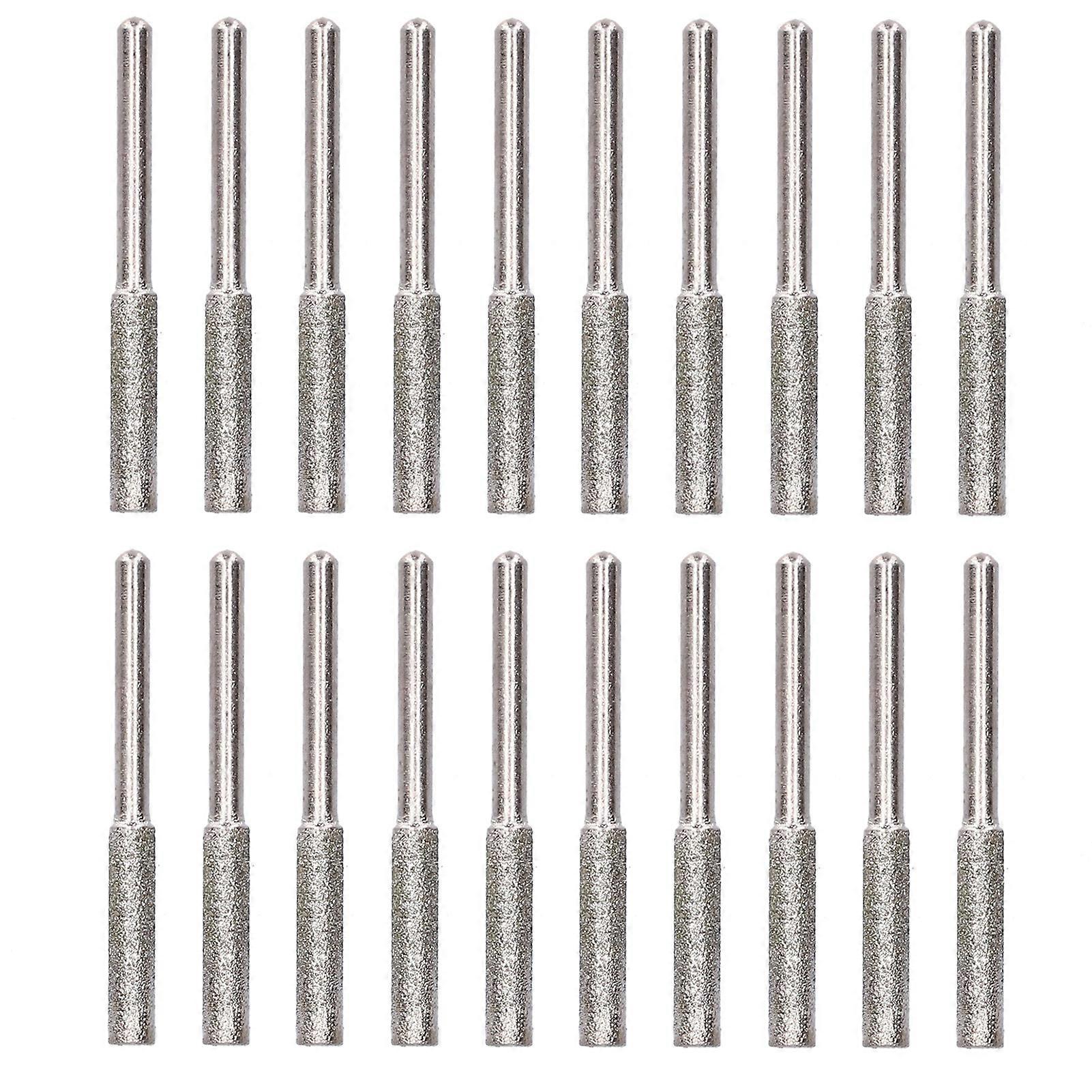 20Pcs Chainsaw Sharpener Burr Grinding Head Rotating File Sharpening Tool Set KitSilver 4mm