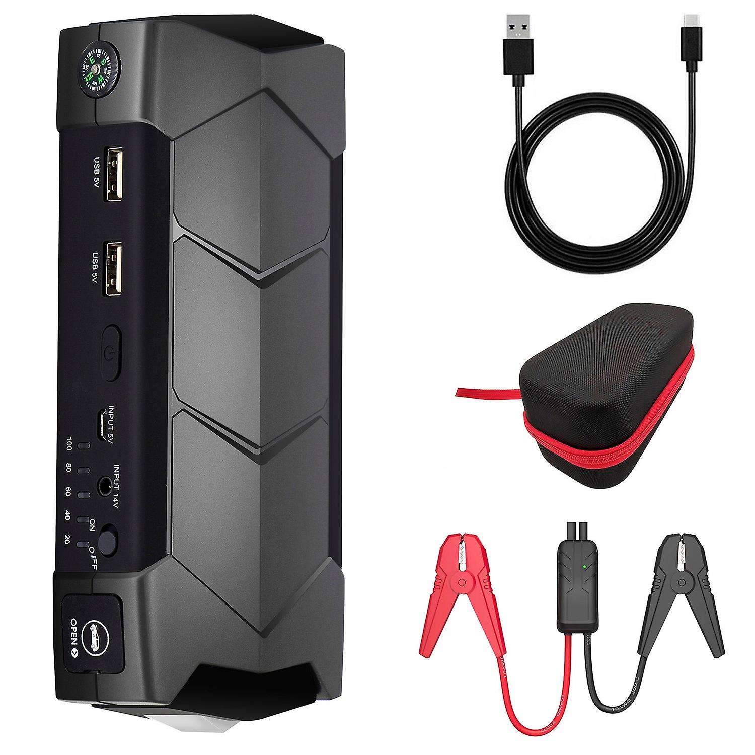 1500A Peaks 10000mAh Car Jump Starter with LED Digital Display/Dual USB/Safety Hammer/LED  Light/Mul