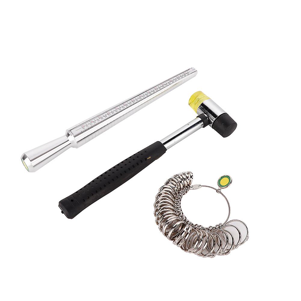 Hong Kong Größe Ring Dorn Stick Finger Gauge Sizer Hammer Schmuck Messwerkzeug (Silber)