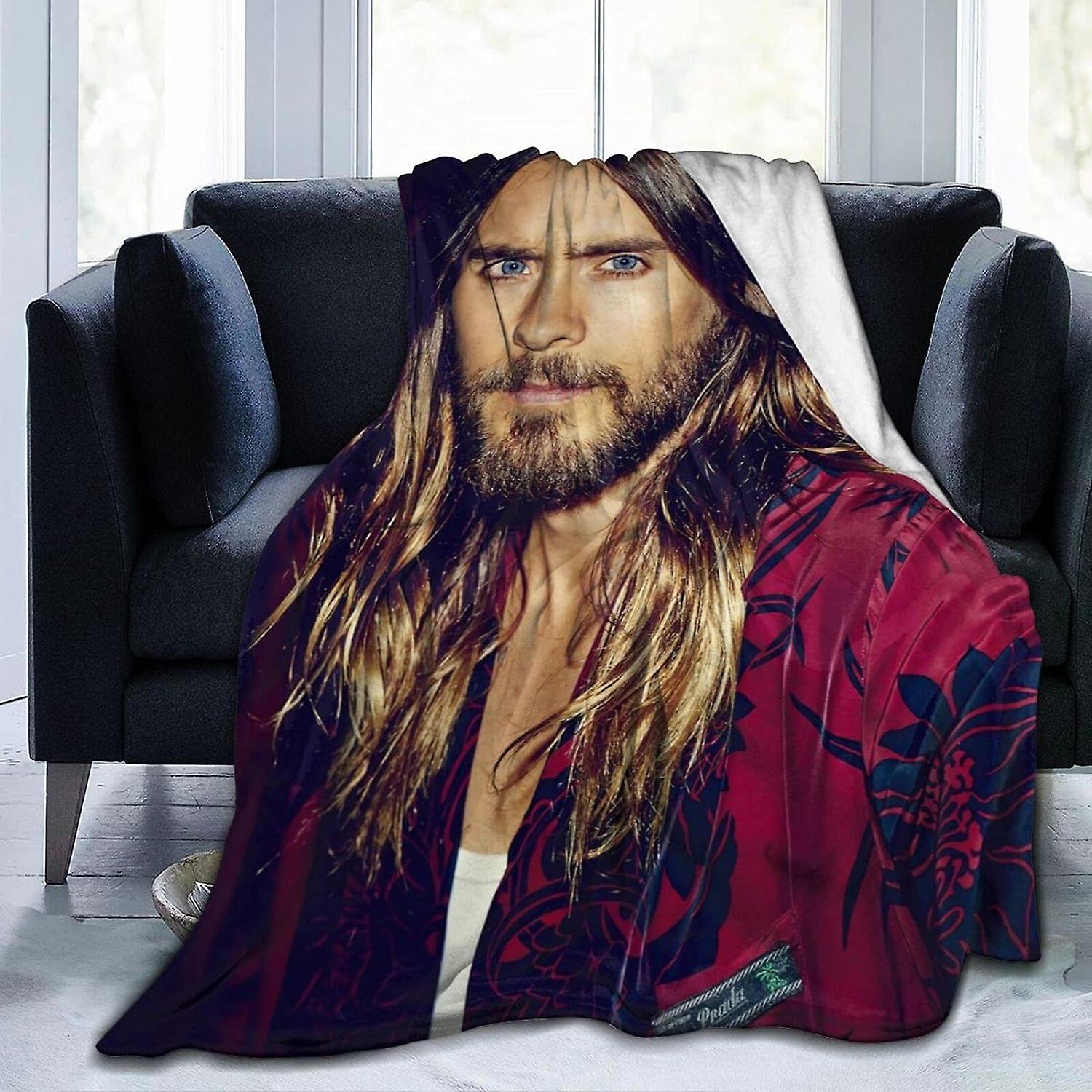 담요 Jared Leto 슈퍼 부드럽고 편안한 양털 담요 던지기 담요 피크닉 담요 캠핑 담요 비치 담요
