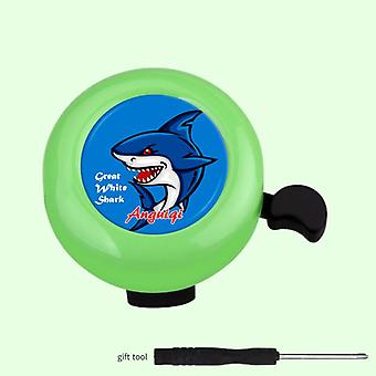 Veeki Classic Bicycle Bell Aluminum Loud Bicycle Bell Bicycle Accessories-Cartoon Model Green Shark + Tools (Two)