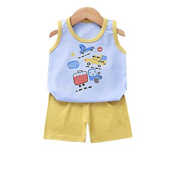 Veeki Boy's Toddler Cotton Sleeveless T-Shirt and Shorts Set Summer Outfit  --- Yellow CSize 130