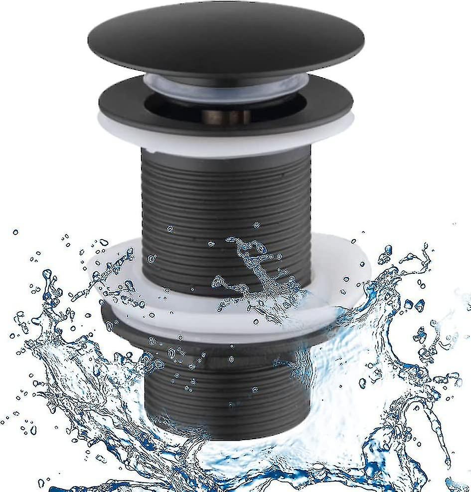 Overflow-Free Drain Plug for Bathtub, Shower, Sink, and Washbasin - Black