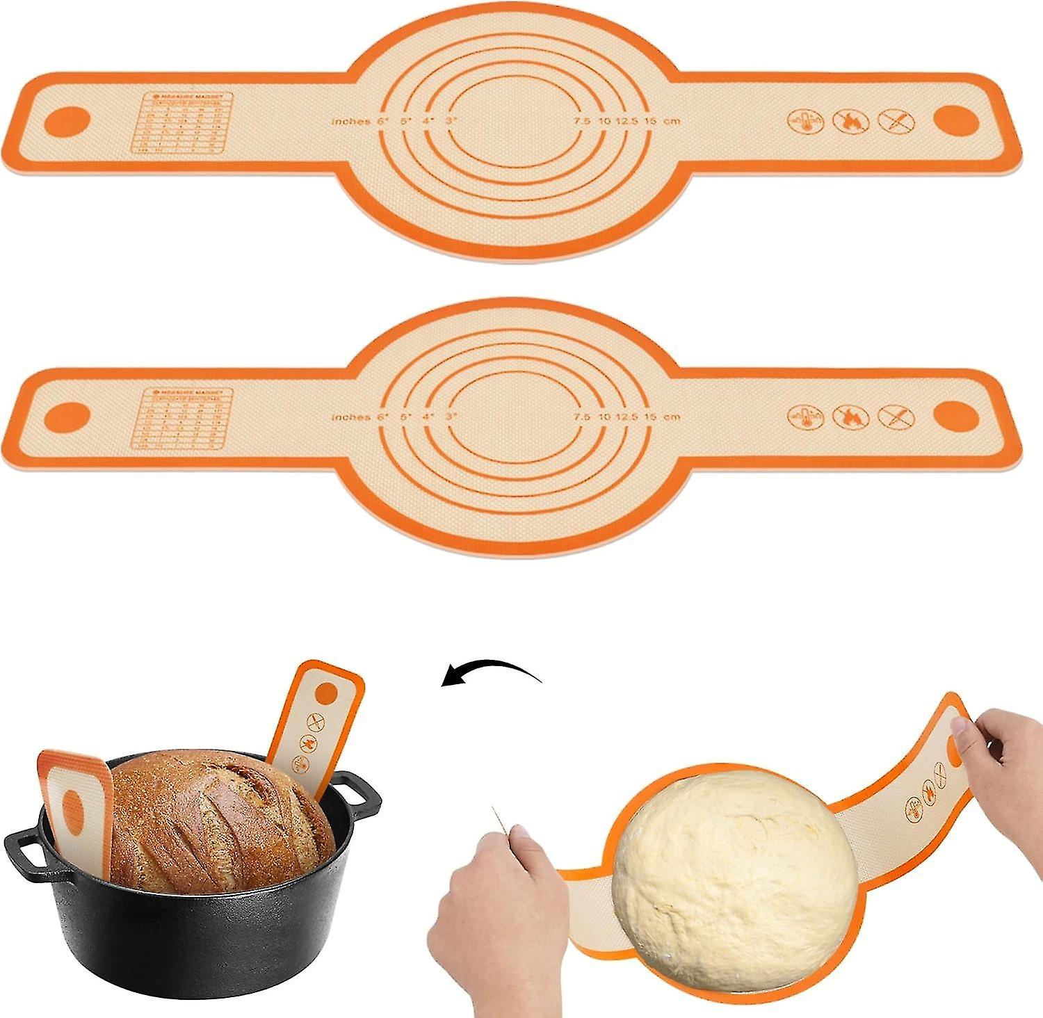Silicone Bread Sling for Dutch Oven, 2pcs Non-Stick & Easy to Clean Bread Baking Mat Set, Reusable B