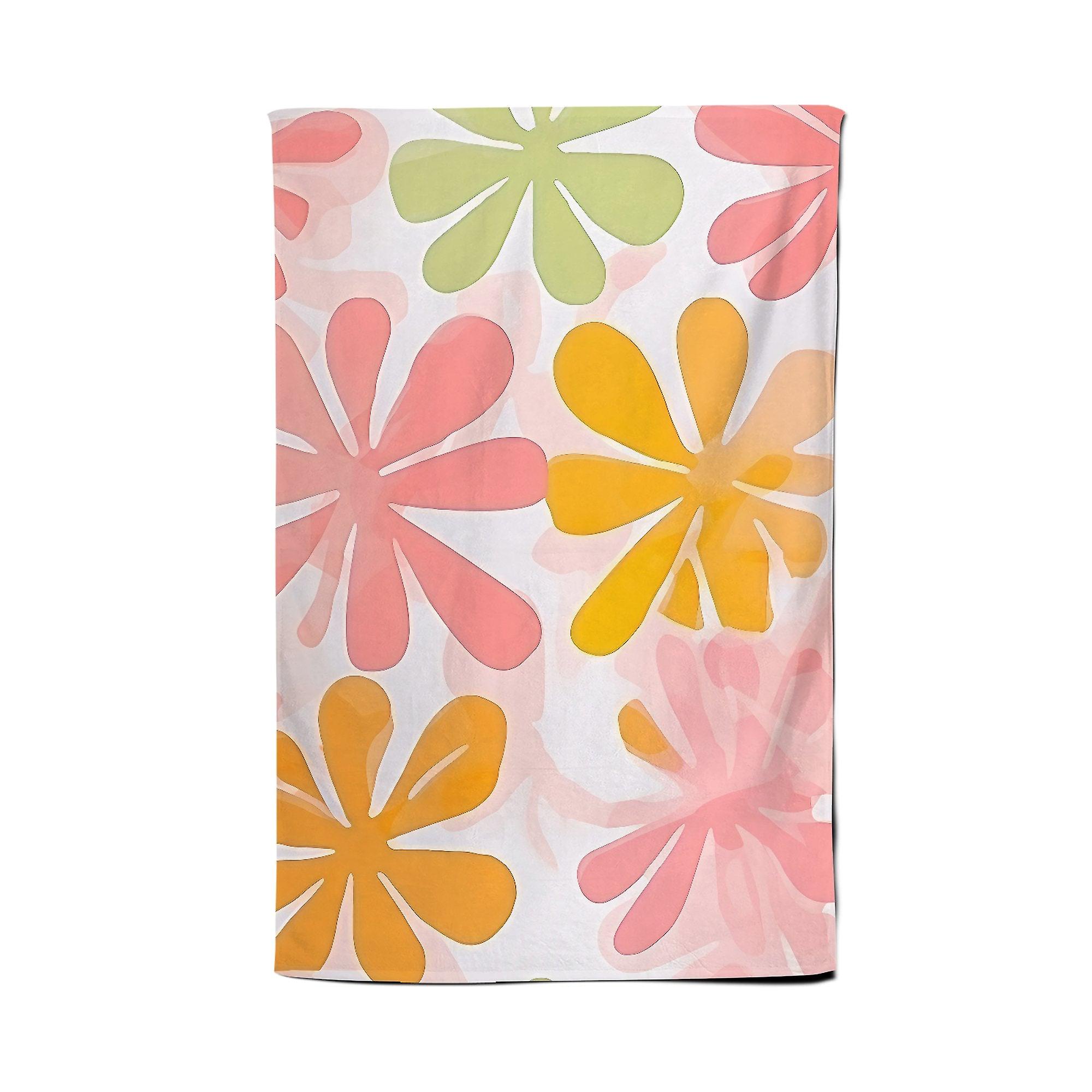 Yellow And Pink Flowers Tea Towel