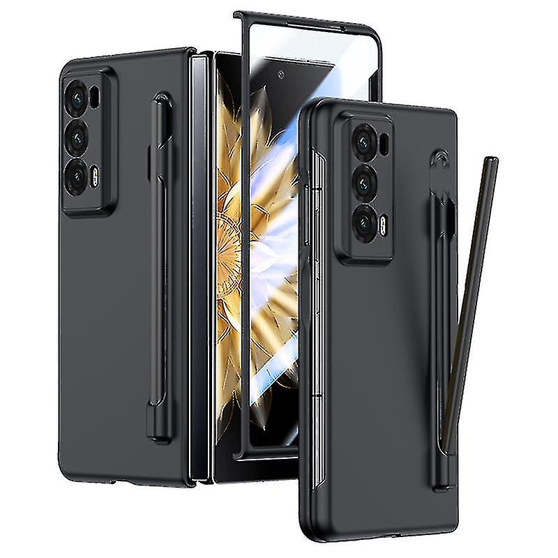 For Honor Magic V2 5G Skin-touch Phone Case with Tempered Glass Film and Stylus