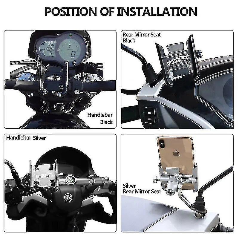 Support Téléphone GPS Pour Guidon Piaggio MP3 250 300 500 HPE - Noir Miroir, Aluminium CNC, Rotation 360°