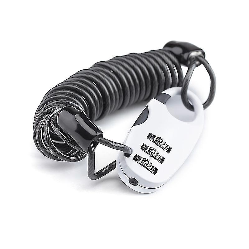 Anti-theft helmet combination lock with 3-digit combination 90cm cable (white)