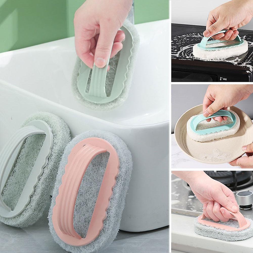 Multi-purpose Sponge Cleaning Brush with Handle 13CM for Kitchen/ Bathtub