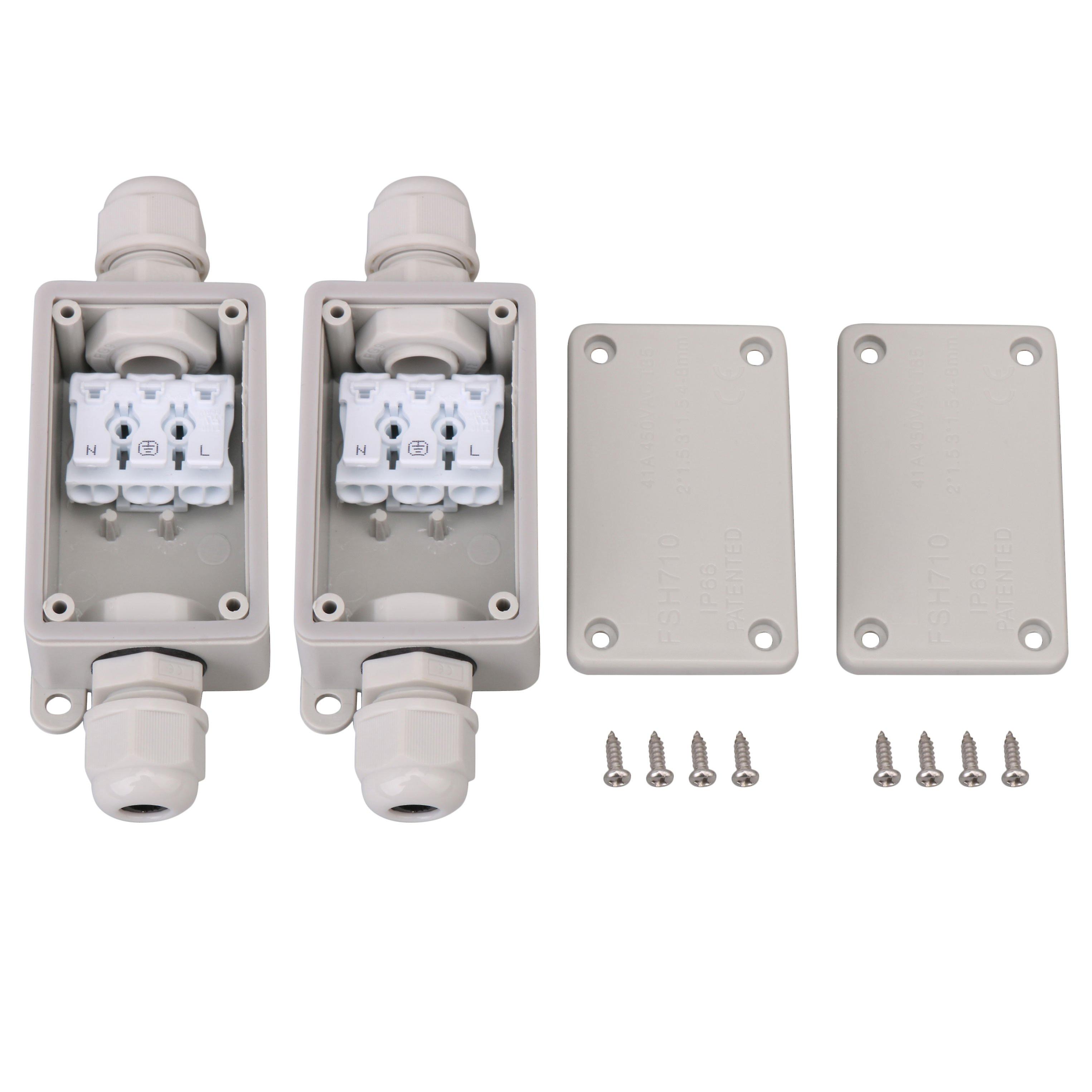 2 Pieces White Outdoor IP66 Cable Junction Box with P02-3 Terminal Screw