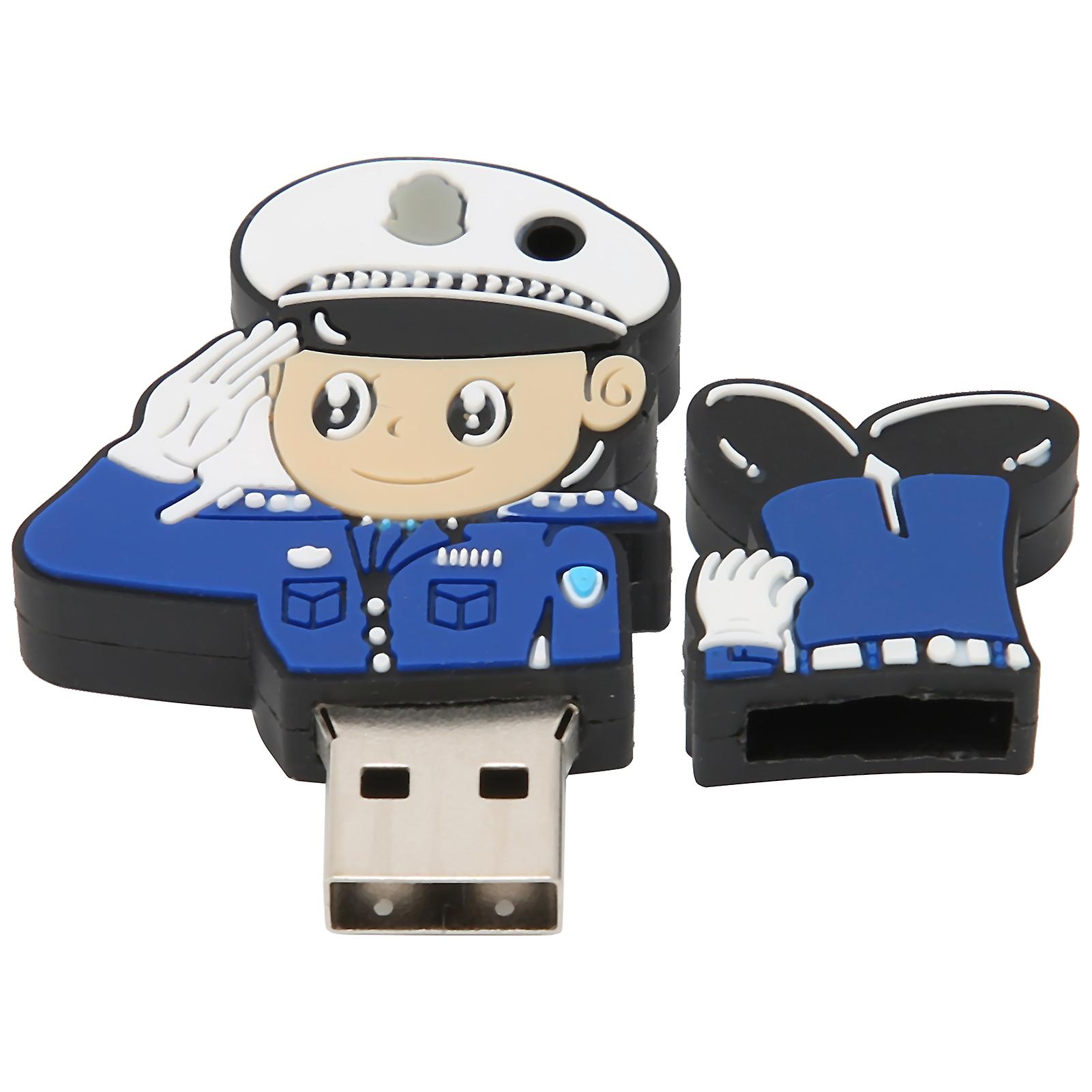 32GB Cartoon Policeman USB 2.0 Flexible Plastic U Disk for PC