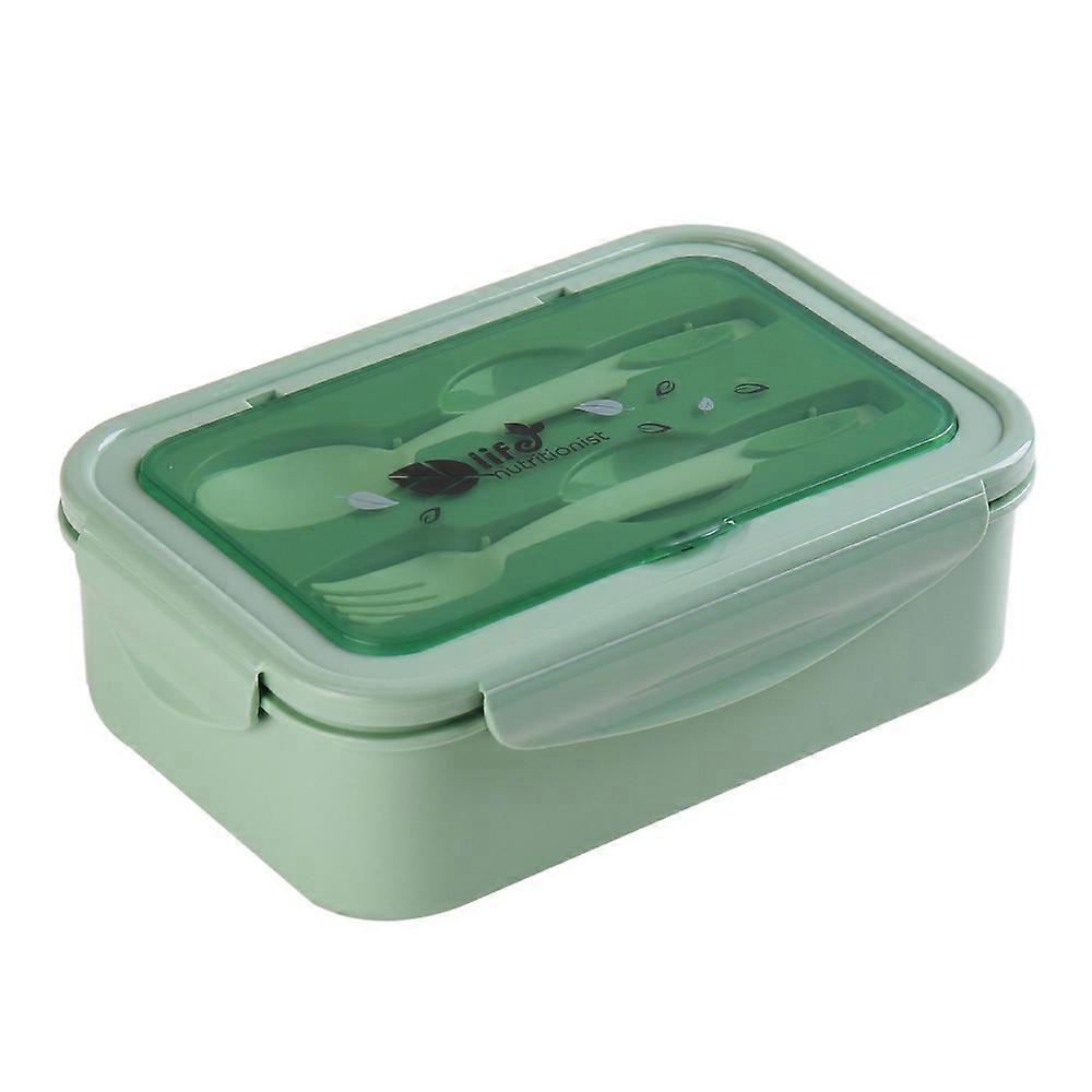 Lunch Box with Spoon and Fork 1400ML Green