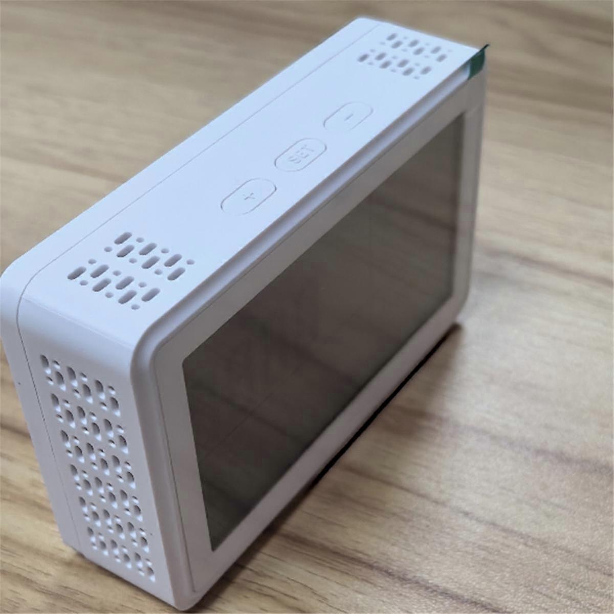 Tuya WiFi Smart Desktop Clock with Alarm Calendar Thermometer Hygrometer CO Detector LCD Display for Alexa and