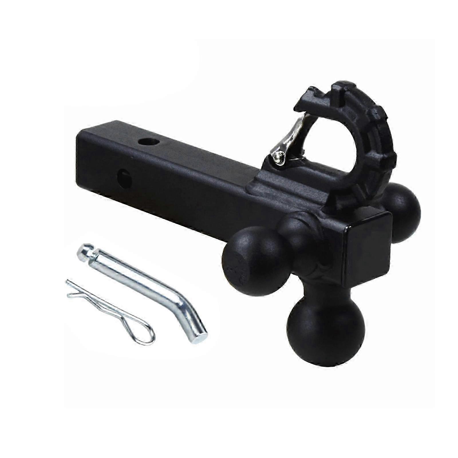 Trailer Tri Ball Hitch Mount with Hook Sturdy Easily Install Black Accessory