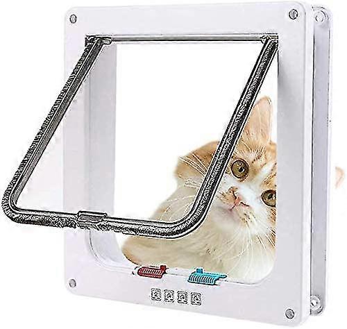 باب القط مع 4 اتجاهات مغناطيسية، باب للحيوانات الأليفة (xl-20 × 22 × 5.5 سم، أبيض)