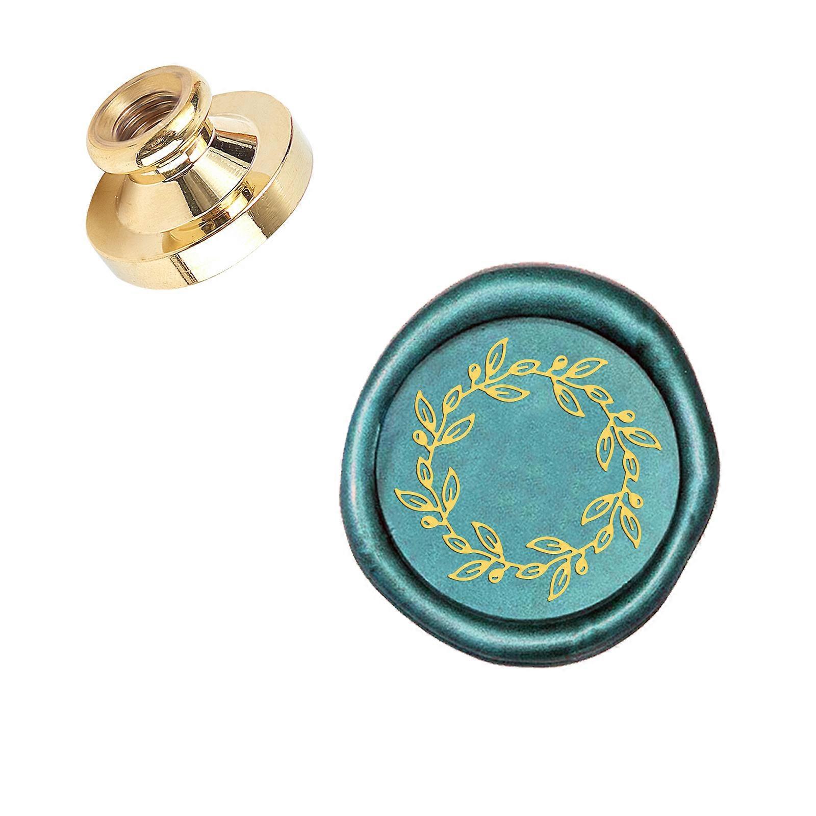 Olive Wreath Pattern Sealing Wax Stamps With Removable Vintage Retro Brass Head