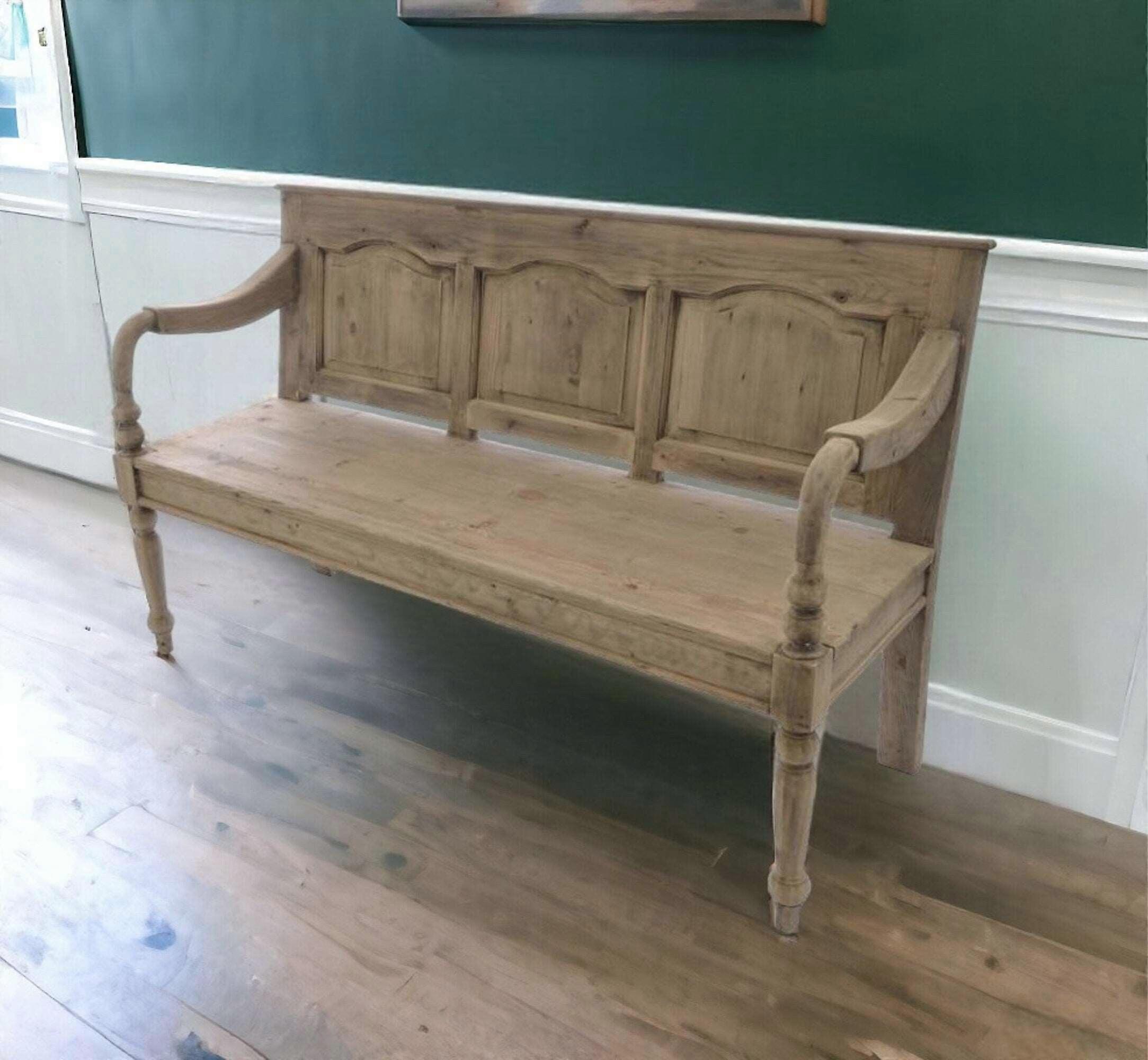 Panel Back 3 Seater Bench In Bleached